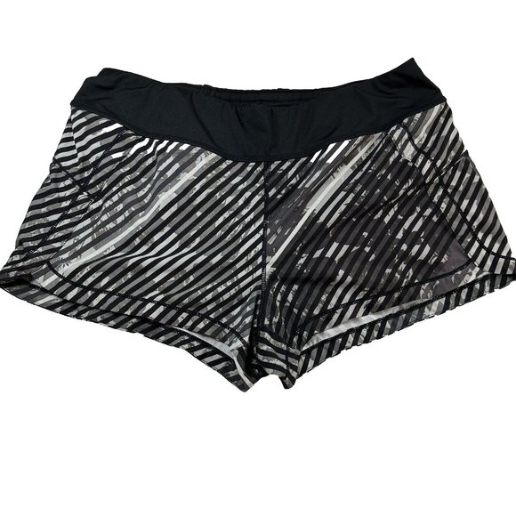Athleta Women's Lightweight Running Shorts Built in Trunks Size L Black Gray - Picture 1 of 8